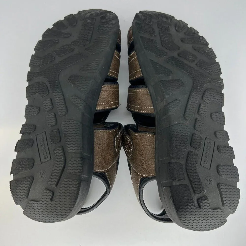 Sonoma Mens Brown Crosby Ortholite Eco Lightweight Size 13M Fisherman Sandals
